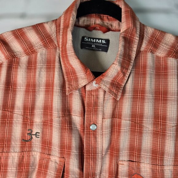SIMMS FISHING PRODUCTS LONG SLEEVE BUTTON DOWN RUST CREAM MENS XL EUC - Picture 13 of 13